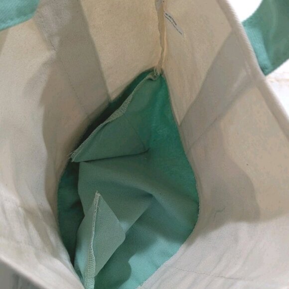 NWT Trader Joes Mini Pastel Canvas Tote Bag Green - Picture 5 of 5